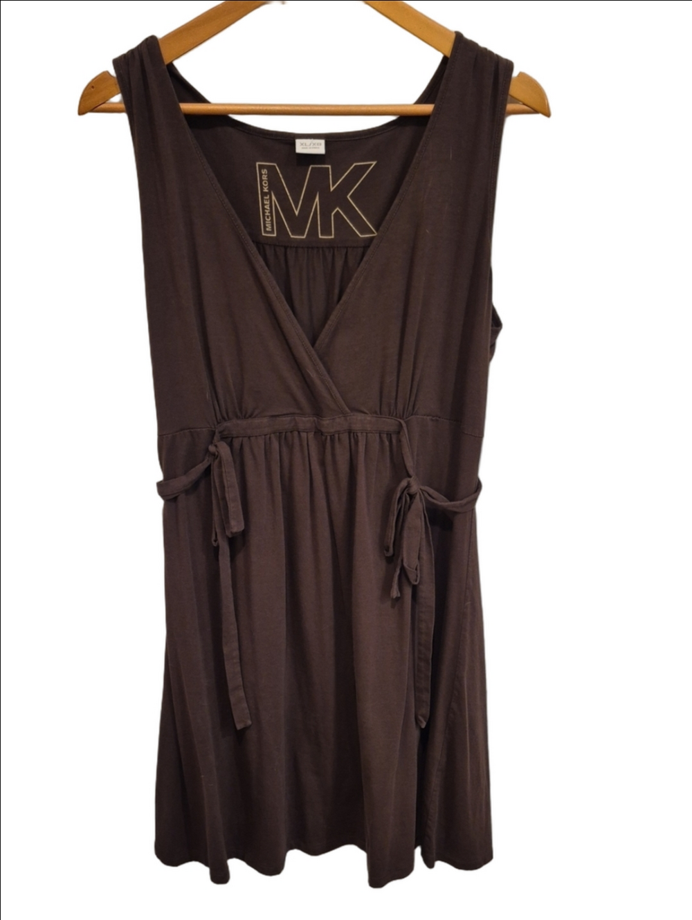 Michael Kors Brown Cotton Sleeveless Wrap Midi Dress Or Swim Coverup